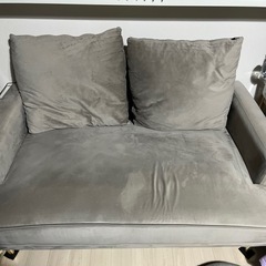 [幅115.5] 2人掛けソファ 木脚 クッション ベルベット調  LOWYAの画像
