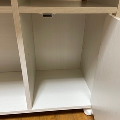 【大至急！すぐ処分】棚　デスク　キャスター　ホワイト　木目　中古の画像