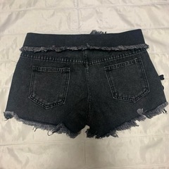 ダークデニム レースアップ ショートパンツの画像