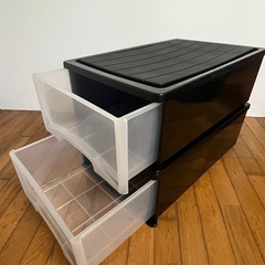 f押入れ収納ケース　黒　2個セット　チェストの画像