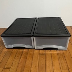 f押入れ収納ケース　黒　2個セット　チェストの画像