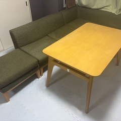 L字型ソファー(オットマン)＆ダイニングテーブルセット