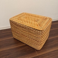 【お譲り先決まりました】無印良品　 重なるラタン長方形バスケット・大【美品】の画像