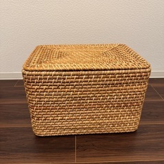 【お譲り先決まりました】無印良品　 重なるラタン長方形バスケット・大【美品】の画像