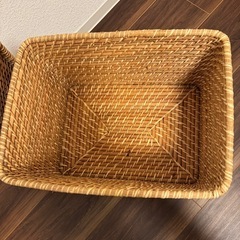 【お譲り先決まりました】無印良品　 重なるラタン長方形バスケット・大【美品】の画像