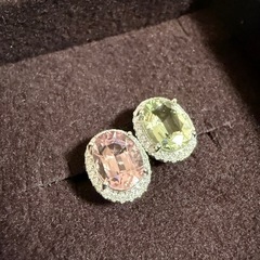 K18 フォークリング　トルマリン　パステル　ピンク　グリーン　メレダイヤモンド　ホワイトゴールド　10号の画像