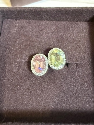 K18 フォークリング　トルマリン　パステル　ピンク　グリーン　メレダイヤモンド　ホワイトゴールド　10号