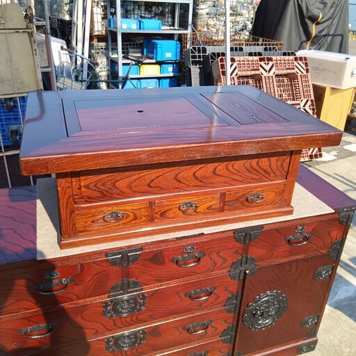 和風 囲炉裏 卓上火鉢 収納付き ケヤキ材調 アンティーク レトロ 和