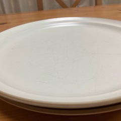 2枚　プレート 22cm／グレージュ／電子レンジ・食洗機OK／マット／くすみカラー」の画像