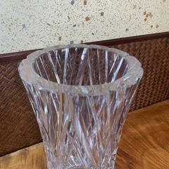 配送可能　 クリスタル ガラス フラワーベース カットガラス 花瓶 花器　アンティーク　古道具　骨董　インテリアの画像