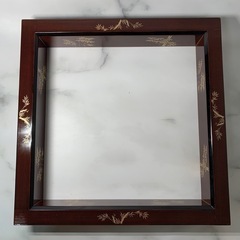配送可能　茶道具 炉縁 笹　蒔絵 木製　漆器 黒塗 茶器 漆塗り風炉 火鉢 古道具 骨董 共箱 漆器　 の画像