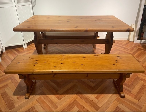 パイン材ダイニングテーブル・ベンチセット