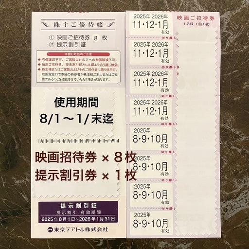 NO.2  映画招待券8枚 ＋ 提示割引券