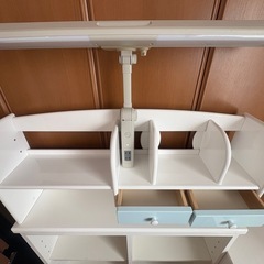組み合わせデスク3点セット　本棚　上棚　ワゴン　キャビネット3段の画像