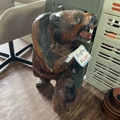 木彫りのくま🐻1点物‼️熊の置物茶色ブラウン置物くま木彫り の画像