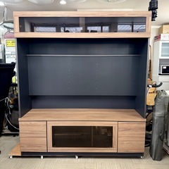 【超美品‼️】定価数十万♪ 高級 すえ木工 160cm幅テレビボード 壁面収納 テレビ台 リビング収納家具 木目調ブラウン×ブラック♪の画像