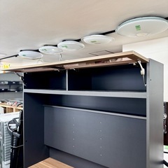 【超美品‼️】定価数十万♪ 高級 すえ木工 160cm幅テレビボード 壁面収納 テレビ台 リビング収納家具 木目調ブラウン×ブラック♪の画像