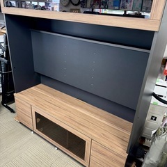 【超美品‼️】定価数十万♪ 高級 すえ木工 160cm幅テレビボード 壁面収納 テレビ台 リビング収納家具 木目調ブラウン×ブラック♪の画像