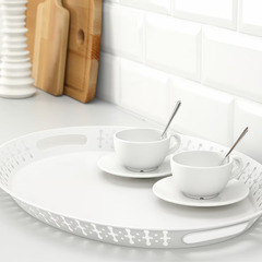 【IKEA】 ROMANTISK ロマンティスク ホワイト トレー トレイ  52x39 cmの画像