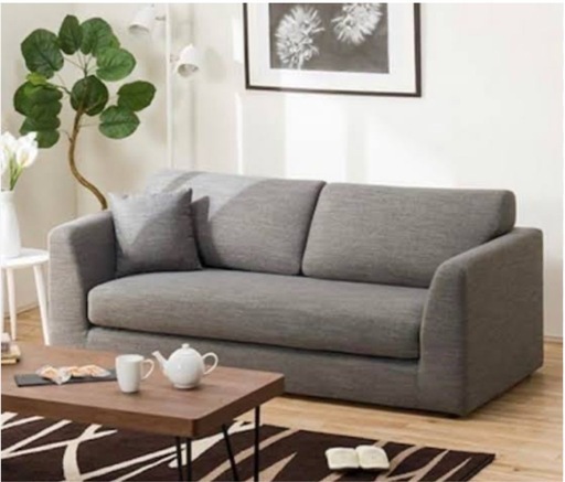 ニトリ NポケットA7 グレー布張り3人掛けソファー『中古美品』