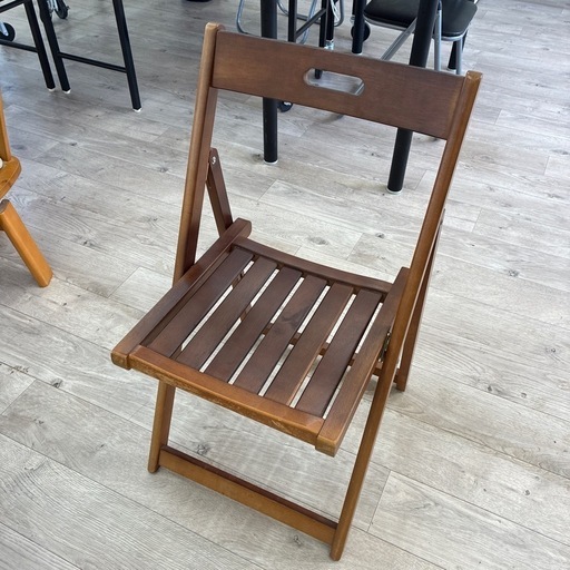 中古　折りたたみ木製椅子4点セット 木製無垢材フォールディングチェア 80s90sヴィンテージ折り畳み