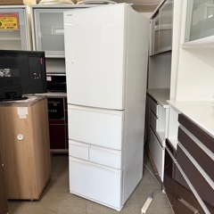 【超美品‼️】東芝 2022年製 411Lノンフロン冷凍冷蔵庫 自動製氷 高級ガラスドア タッチオープン タッチパネル グランホワイト♪の画像