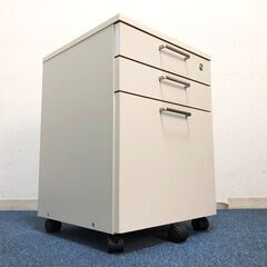 Shirai 3段デスクワゴン COF-6040SW IV 鍵付き サイドキャビネット キャスター（ロック付）SHIRAI コモフィス ワゴンの画像