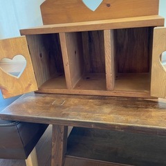 カントリー　家具　ハートくり抜き　天然木　収納　木製　の画像