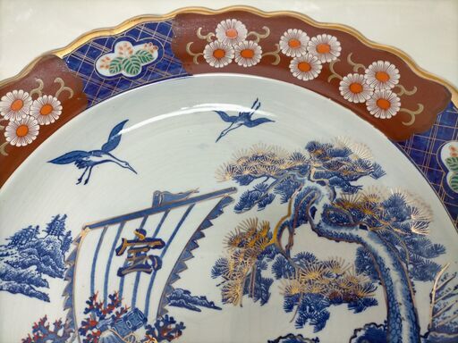 有田焼 古伊万里 明治 大皿 特大41cm 宝船鶴亀松柄250806-5T