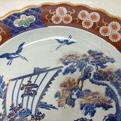 有田焼 古伊万里 明治 大皿 特大41cm 宝船鶴亀松柄　250806-5Tの画像