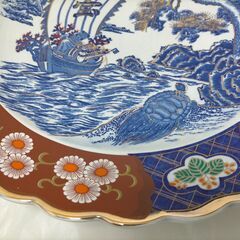 有田焼 古伊万里 明治 大皿 特大41cm 宝船鶴亀松柄　250806-5Tの画像