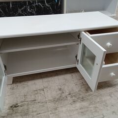 リユースのサカイ栃木店★ジモティ割あり★  TV台 ホワイト W86×D36×H40 クリーニング済み TC10125の画像