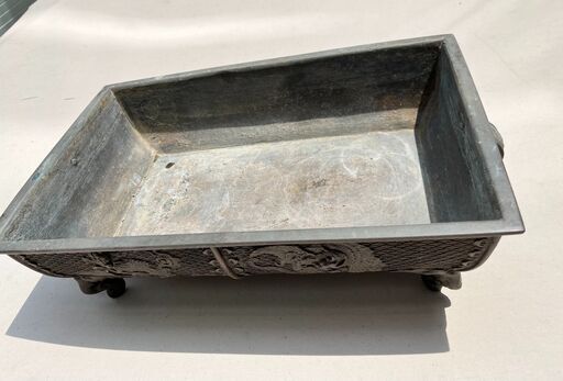 アンティーク 長方水盤 砲金 金属工芸 花器 盆栽鉢 水盤 砂鉢 馬 古美術 アンティーク 長方水盤 砲金 金属工芸 花器 盆栽鉢 水盤 砂鉢 馬