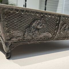 笑花軒湖珉鋳｜砂鉢 盆栽鉢 長方水盤 花器 古銅製 金属工芸の画像