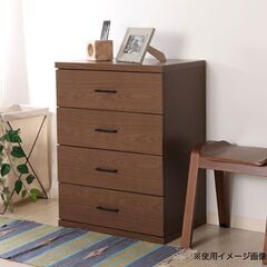 新品 ラルゴ シンプル4段チェスト 木製タンス 衣類収納 ブラウン KG-2の画像