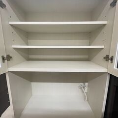 【ジャングルジャングル滋賀草津店】ジモティ来店特価!! 食器棚 ニトリ オフホワイト J-250820の画像