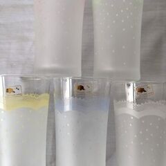 カメイガラス タンブラー 5客 グラス コップ 水玉柄　昭和レトロ の画像