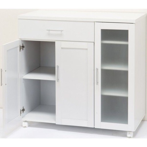 木製カウンターワゴン　キャビネット　食器棚　キッチンカウンター　ホワイト 木製カウンターワゴン キャビネット 食器棚 キッチンカウンター