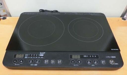 2口 IHクッキングヒーター 2022年製 1400W アイリスオーヤマ IHK-WKT23