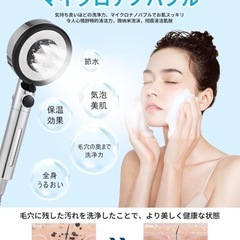 シャワーヘット 節水 マイクロナノバブル 塩素除去 手元止水 アダプター付の画像