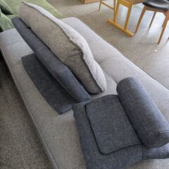 ジモティー見た！で5%OFF【ソファベッド】美品 NITORI ニトリ フリーリー アイランドソファ 背クッション セット ファブリック 布製 : グレー/ブルーの画像