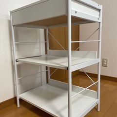 【取引中】レンジ台 レンジラック 60幅 ゴミ箱 ロータイプ 収納 レンジボード 大型レンジ対応 キッチンラック 3段 キッチン ラック キッチン収納の画像