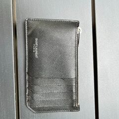 【中古】Saint Laurent 財布｜フラグメント ジップポーチ（ブラック／グレインパウダー テクスチャードレザー）の画像