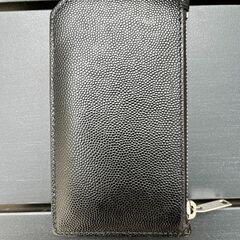 【中古】Saint Laurent 財布｜フラグメント ジップポーチ（ブラック／グレインパウダー テクスチャードレザー）の画像