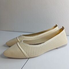 新品 25cm アイボリーメッシュフラットシューズの画像