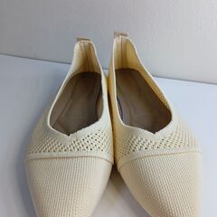 新品 25cm アイボリーメッシュフラットシューズの画像