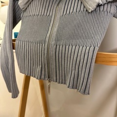 Chico Wジップオフィショルジャガードニット(ブルー)の画像