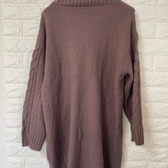 GRL ブラウン ケーブル編み タートルネック ニット Fサイズの画像
