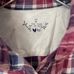cozy casual Mサイズ 赤青チェック柄 長袖シャツの画像