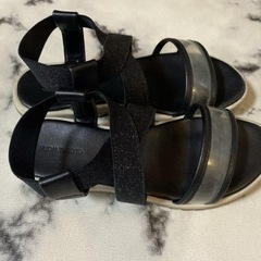 GLOBAL WORK ブラック サンダル 21cmの画像
